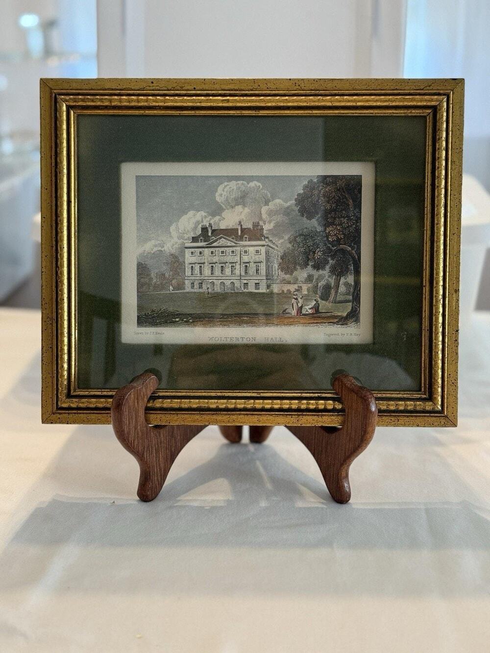 Vintage J.P. Neale Wolverton Hall Topographical Print Norfolk England Framed